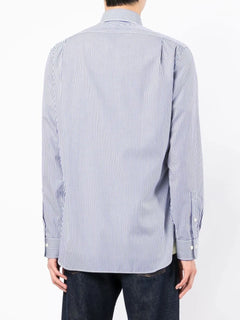 pinstriped button-down shirt