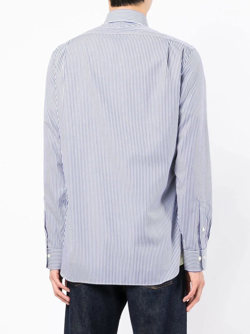 pinstriped button-down shirt