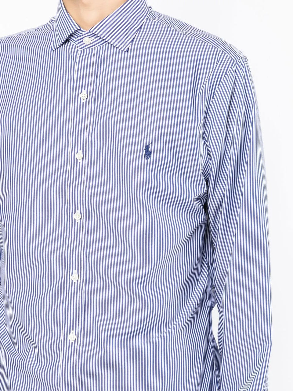 pinstriped button-down shirt