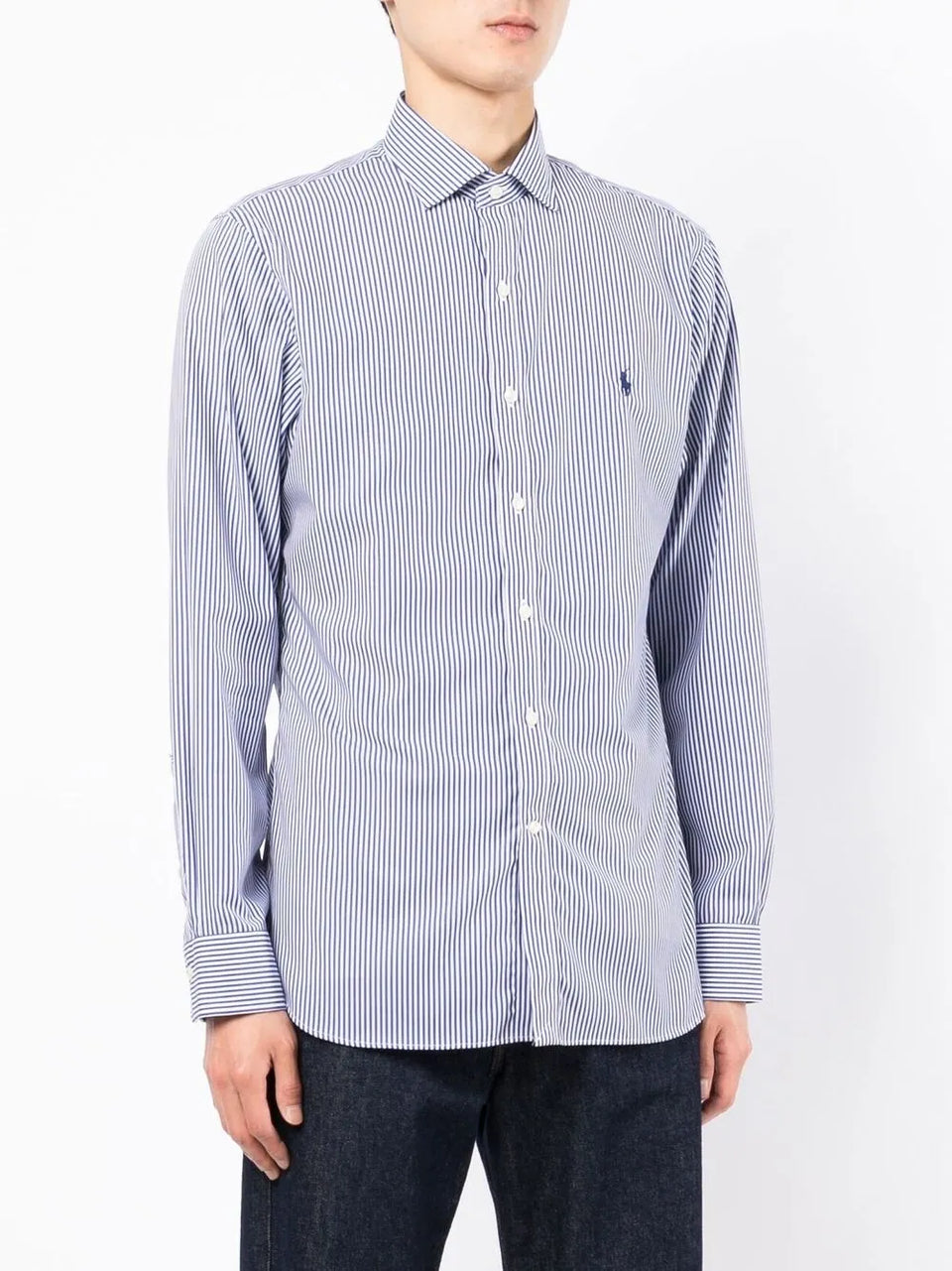 pinstriped button-down shirt
