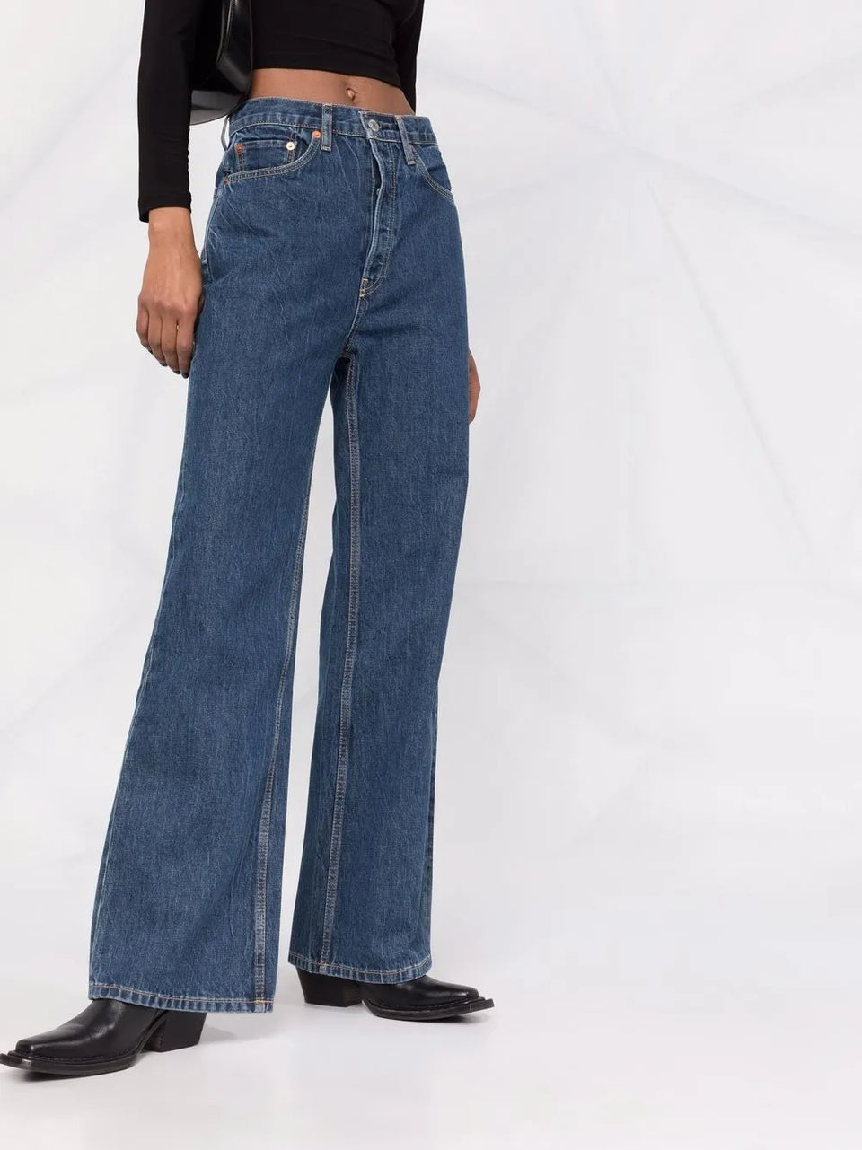 high-waisted bootcut jeans