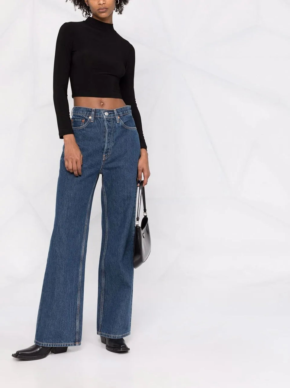 high-waisted bootcut jeans