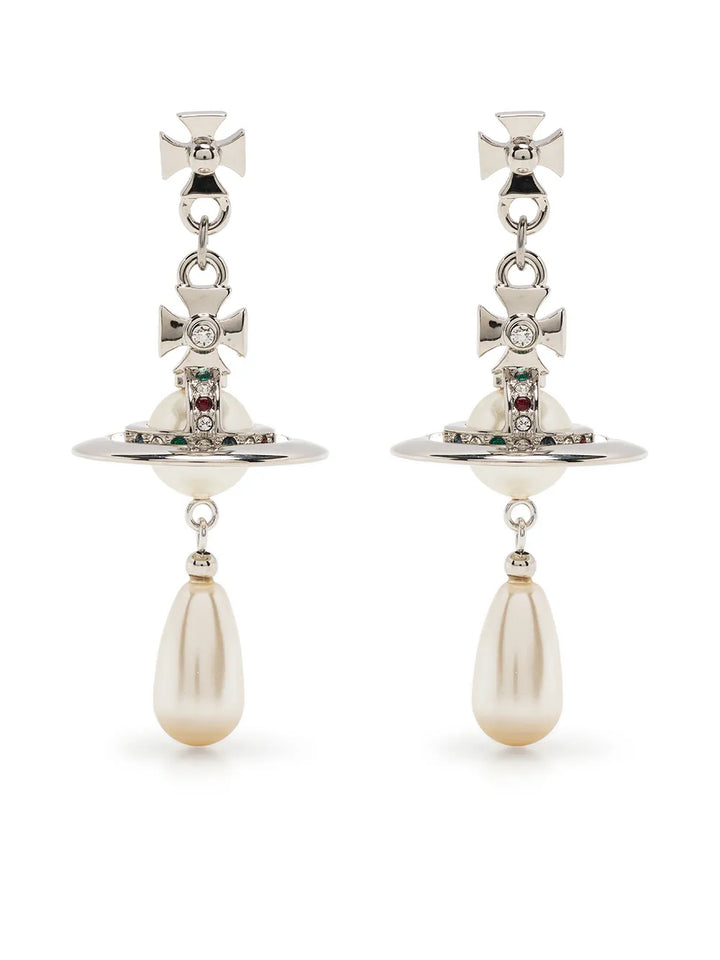 Orb crystal-embellished drop earrings