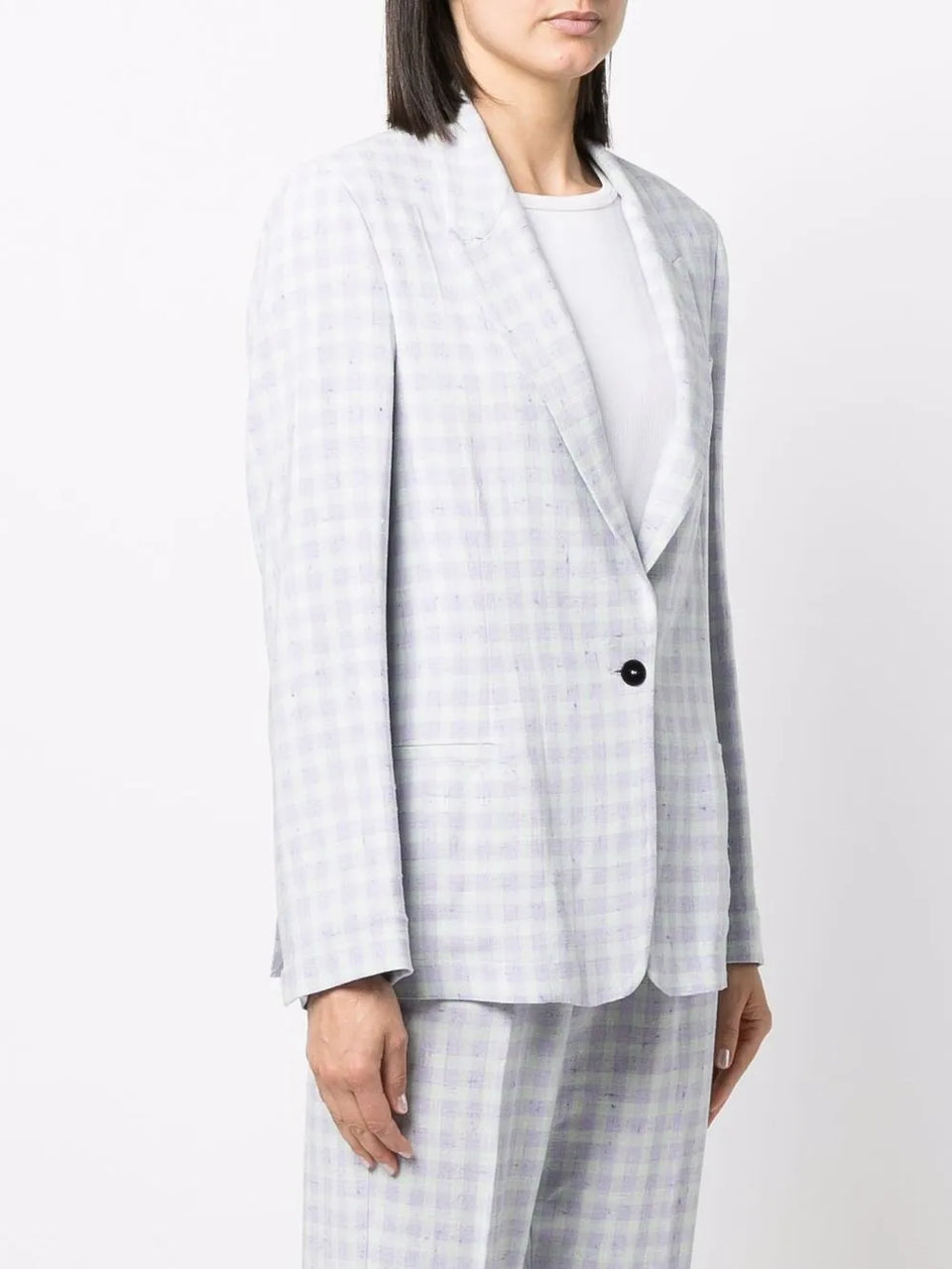 check-print blazer
