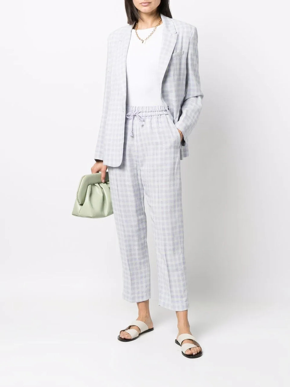check-print blazer