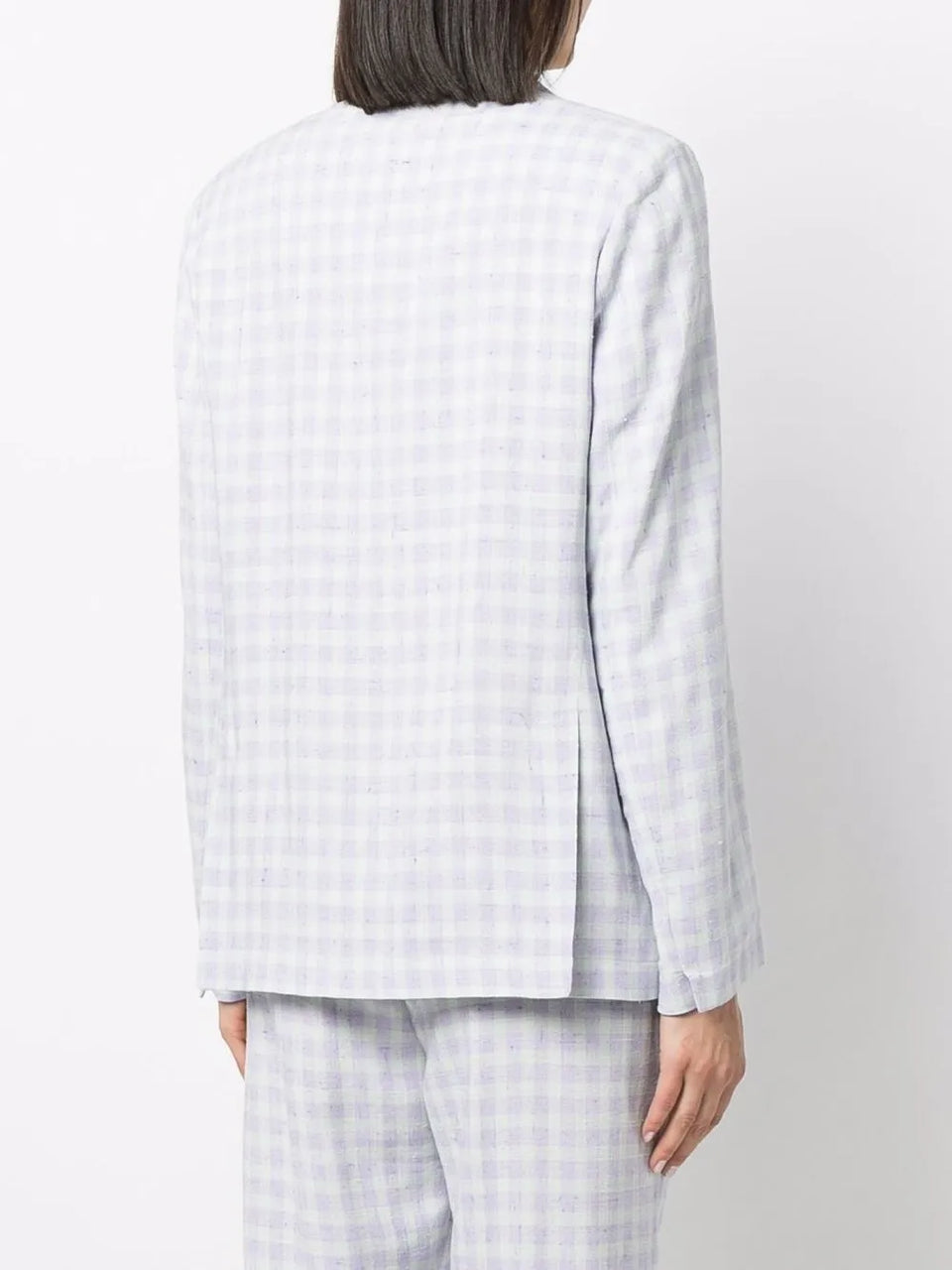 check-print blazer