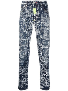 all-over graphic-print jeans