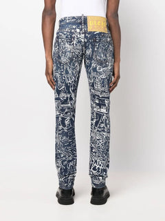 all-over graphic-print jeans