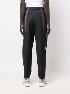 slogan print straight-leg trousers