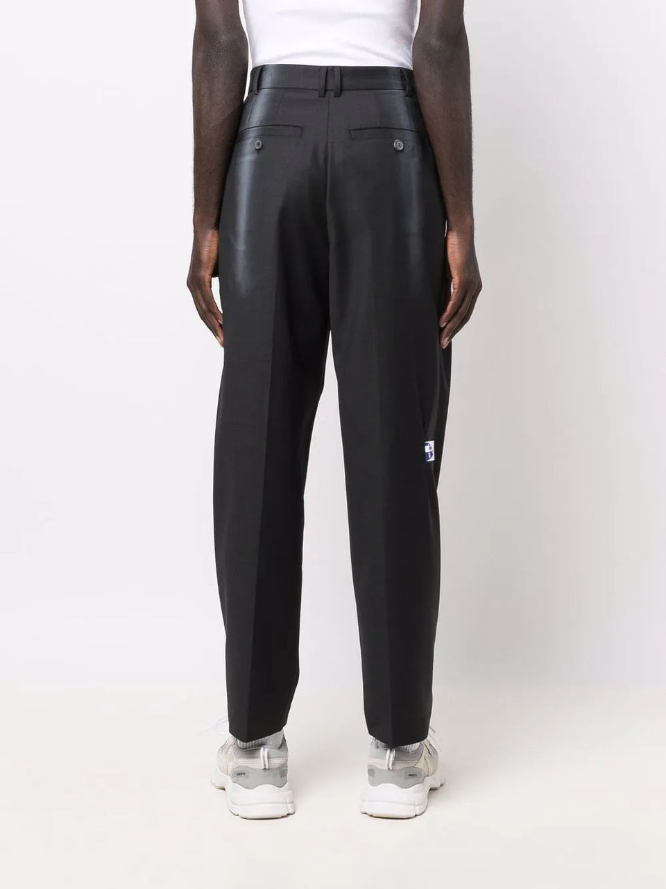 slogan print straight-leg trousers
