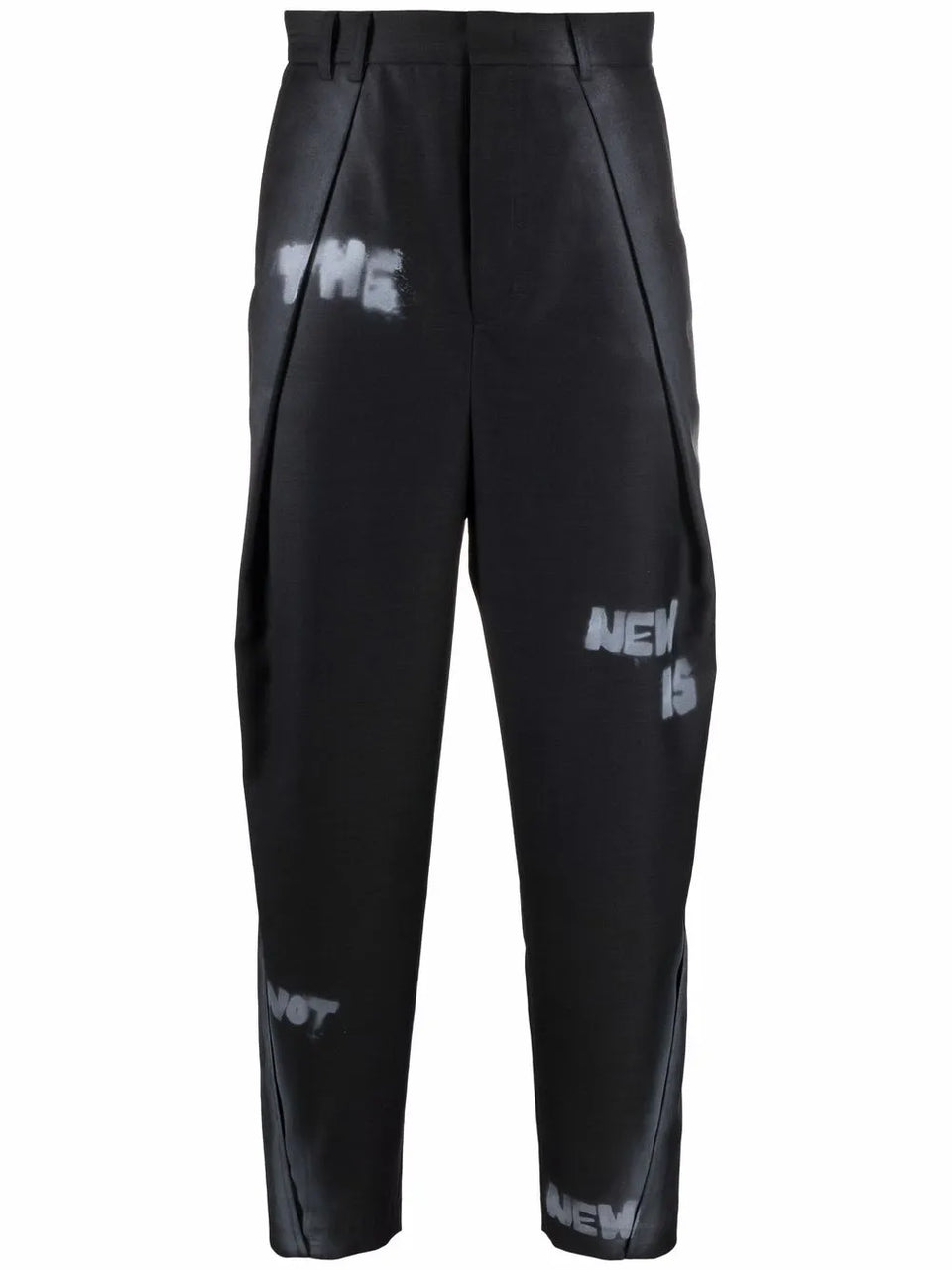slogan print straight-leg trousers