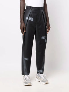 slogan print straight-leg trousers