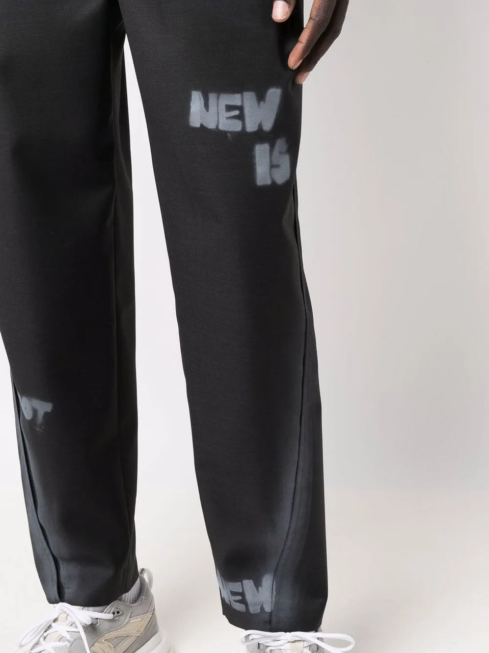slogan print straight-leg trousers