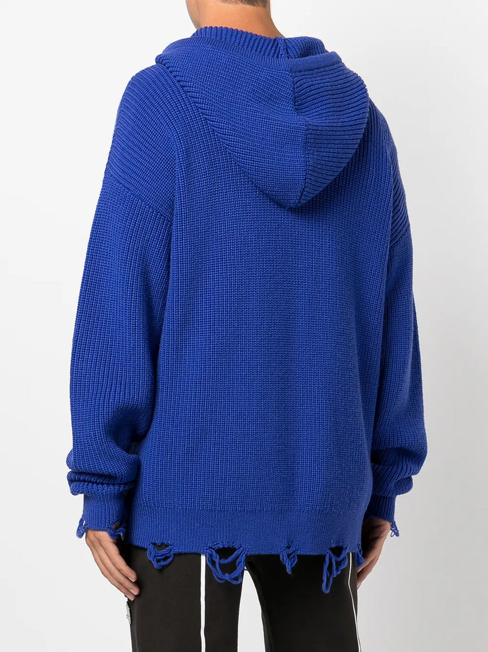 logo-print distressed knitted Hoodie