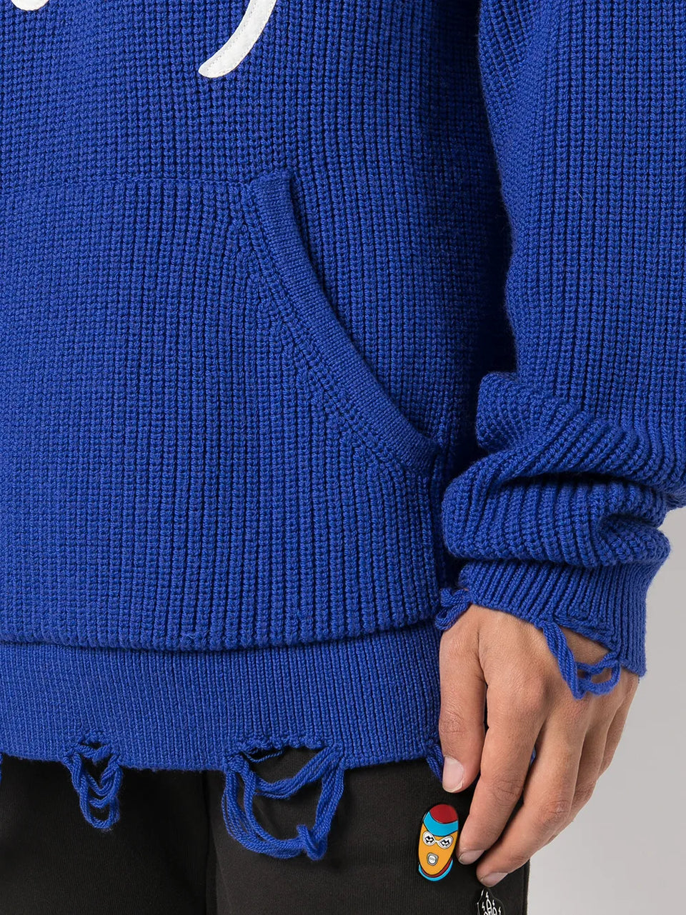 logo-print distressed knitted Hoodie