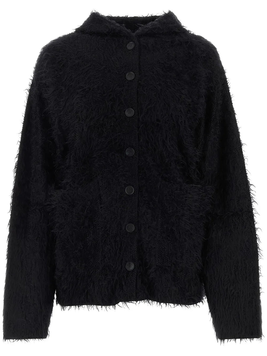 hooded wool cardigan