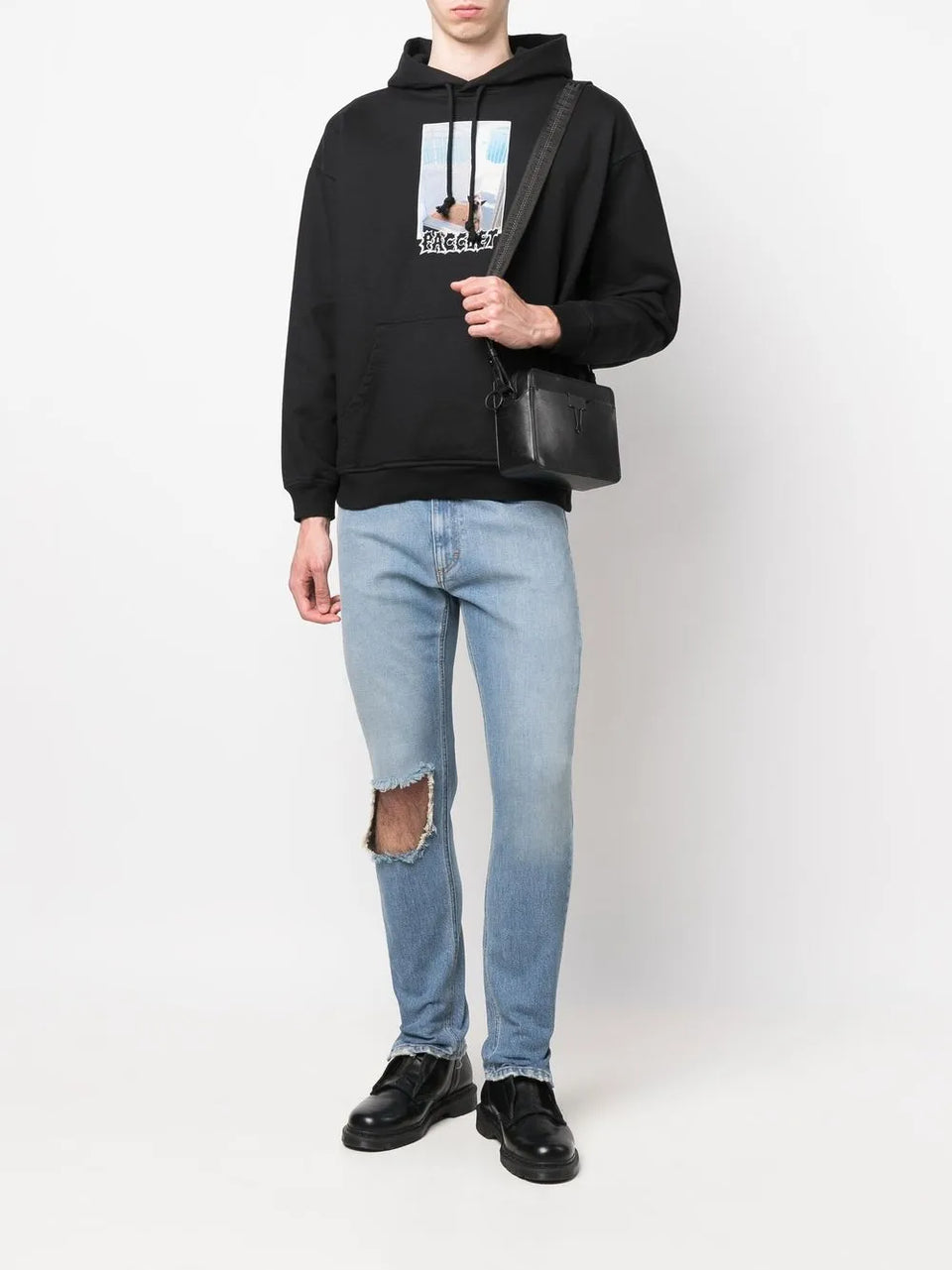 ripped slim-cut denim jeans