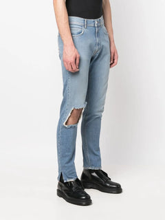 ripped slim-cut denim jeans