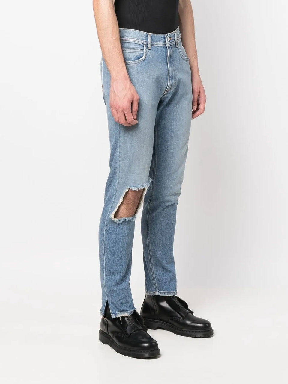 ripped slim-cut denim jeans