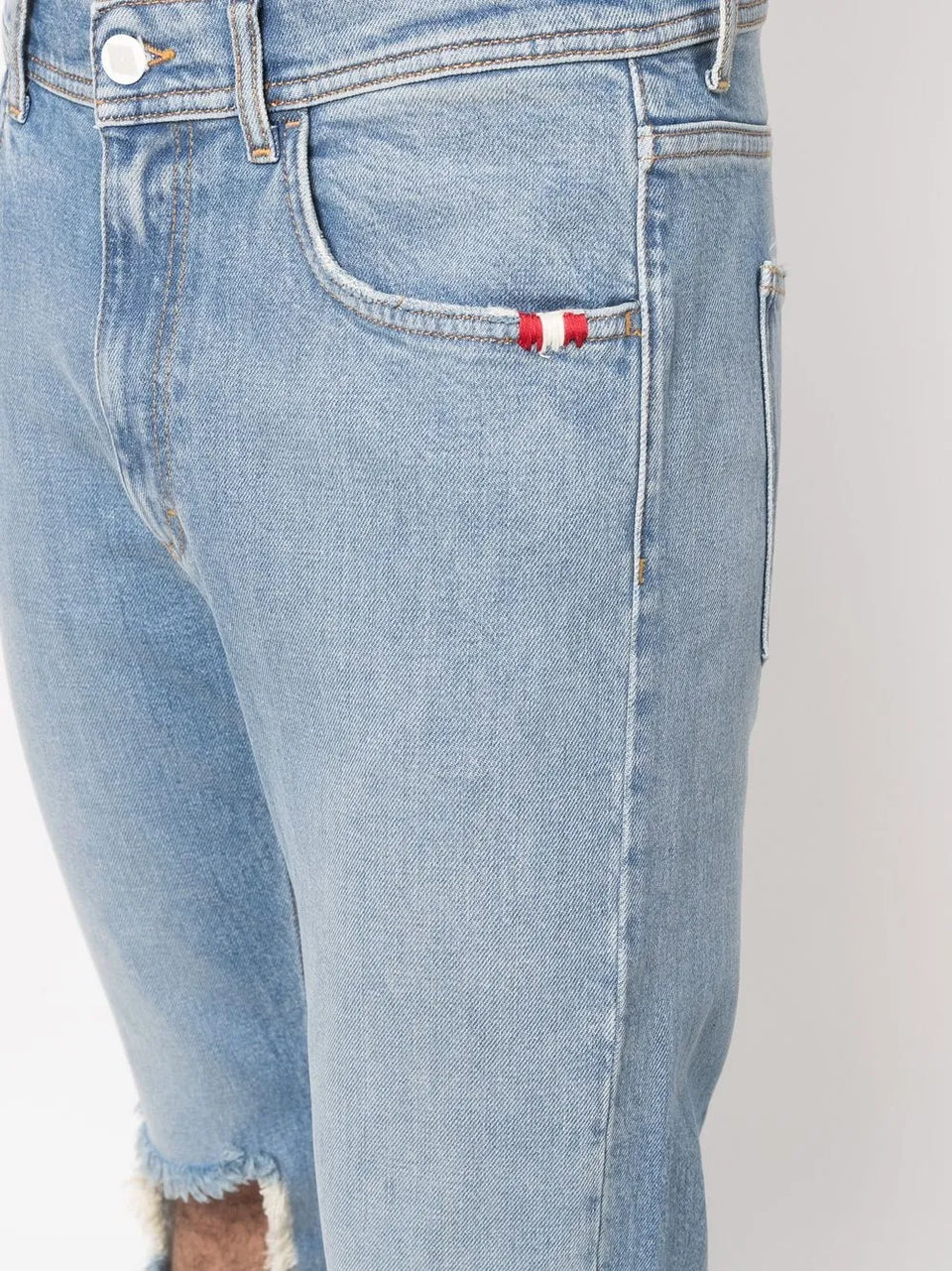 ripped slim-cut denim jeans