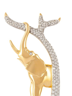 1990s elephant-motif crystal-embellished brooch