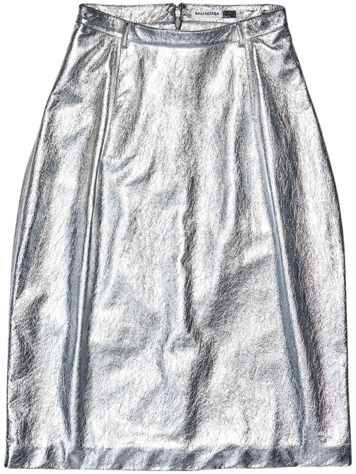 metallic-effect lamb skin skirt