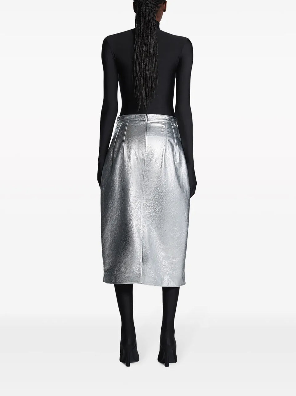 metallic-effect lamb skin skirt