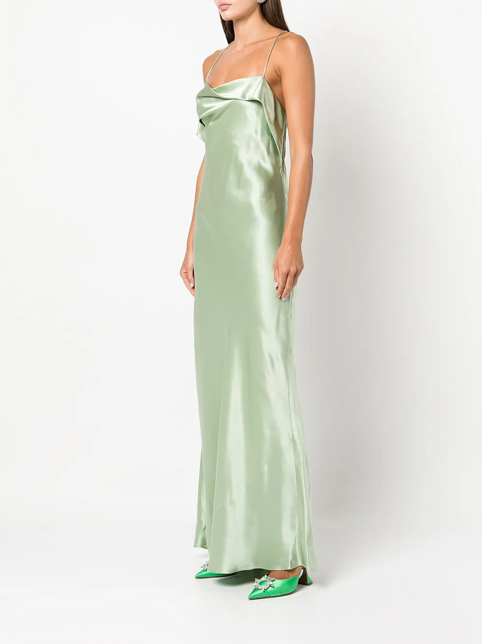 bias-cut cowl neck gown