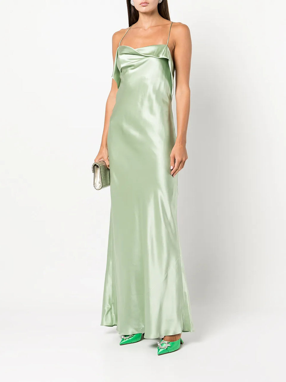 bias-cut cowl neck gown
