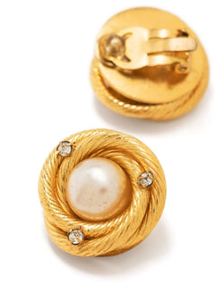 1993 embellished faux-pearl clip-on earrings