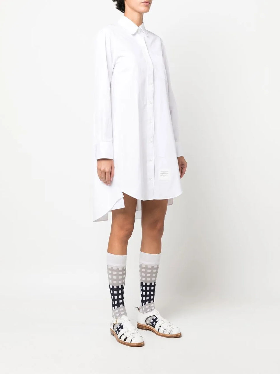pleat-detail cotton shirtdress