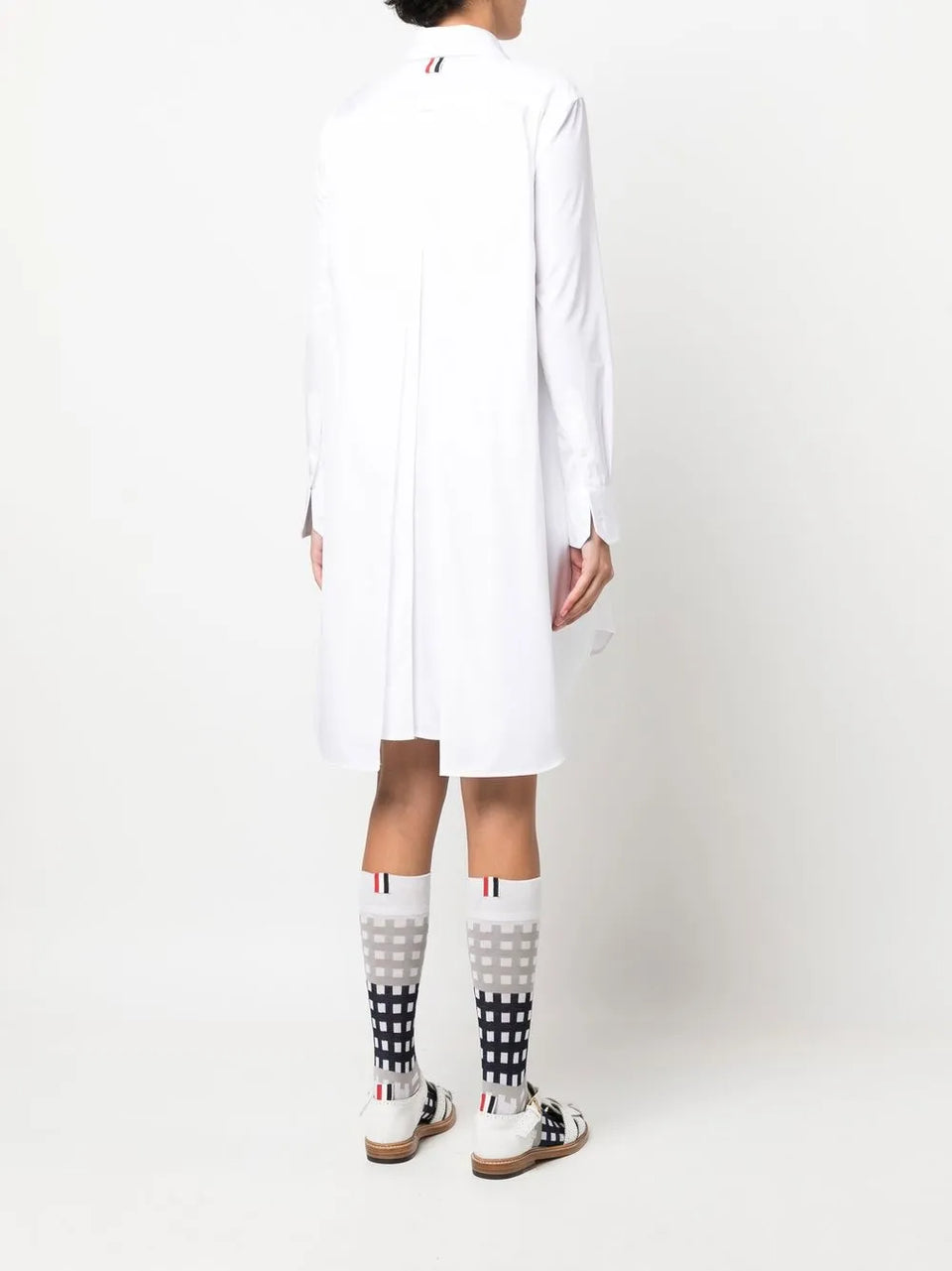 pleat-detail cotton shirtdress