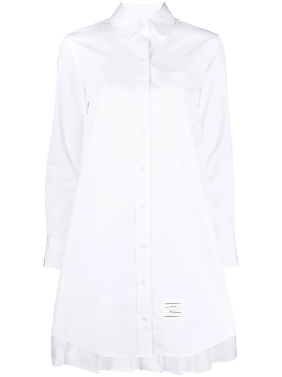 pleat-detail cotton shirtdress