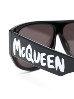 Graffiti-print square-frame sunglasses