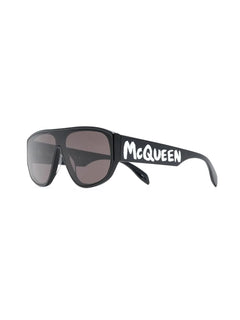 Graffiti-print square-frame sunglasses