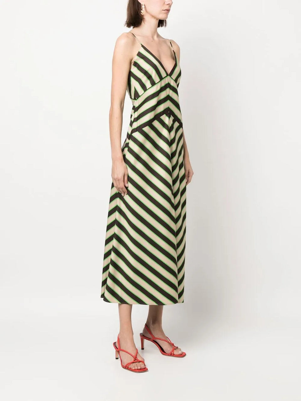 chevron-print rear-tie dress