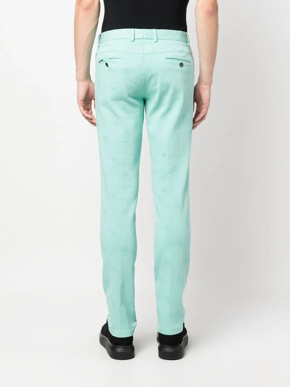 skull embroidery straight-leg trousers