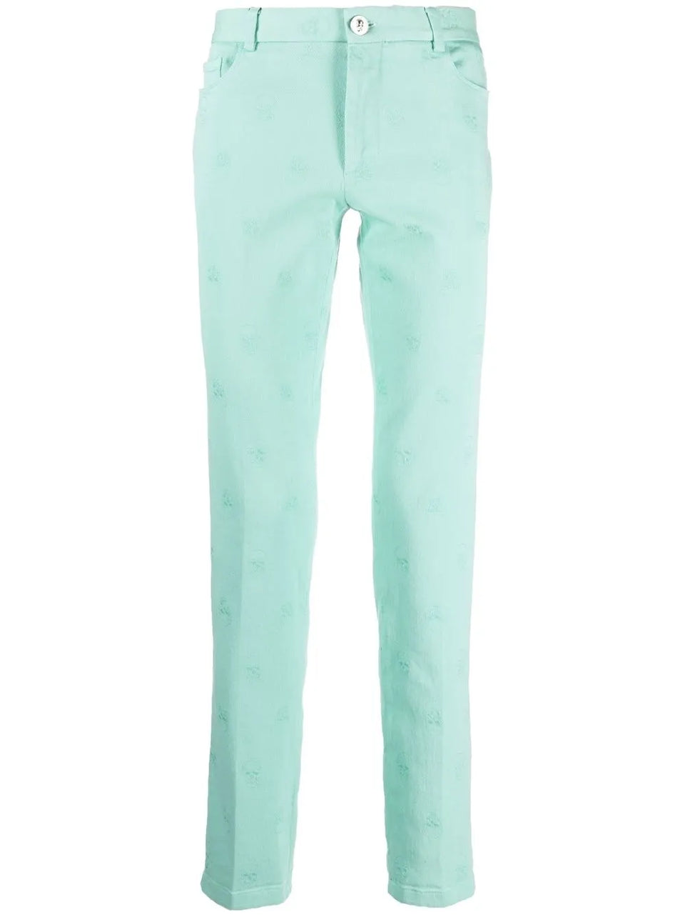 skull embroidery straight-leg trousers