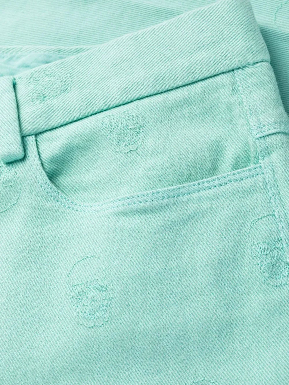 skull embroidery straight-leg trousers