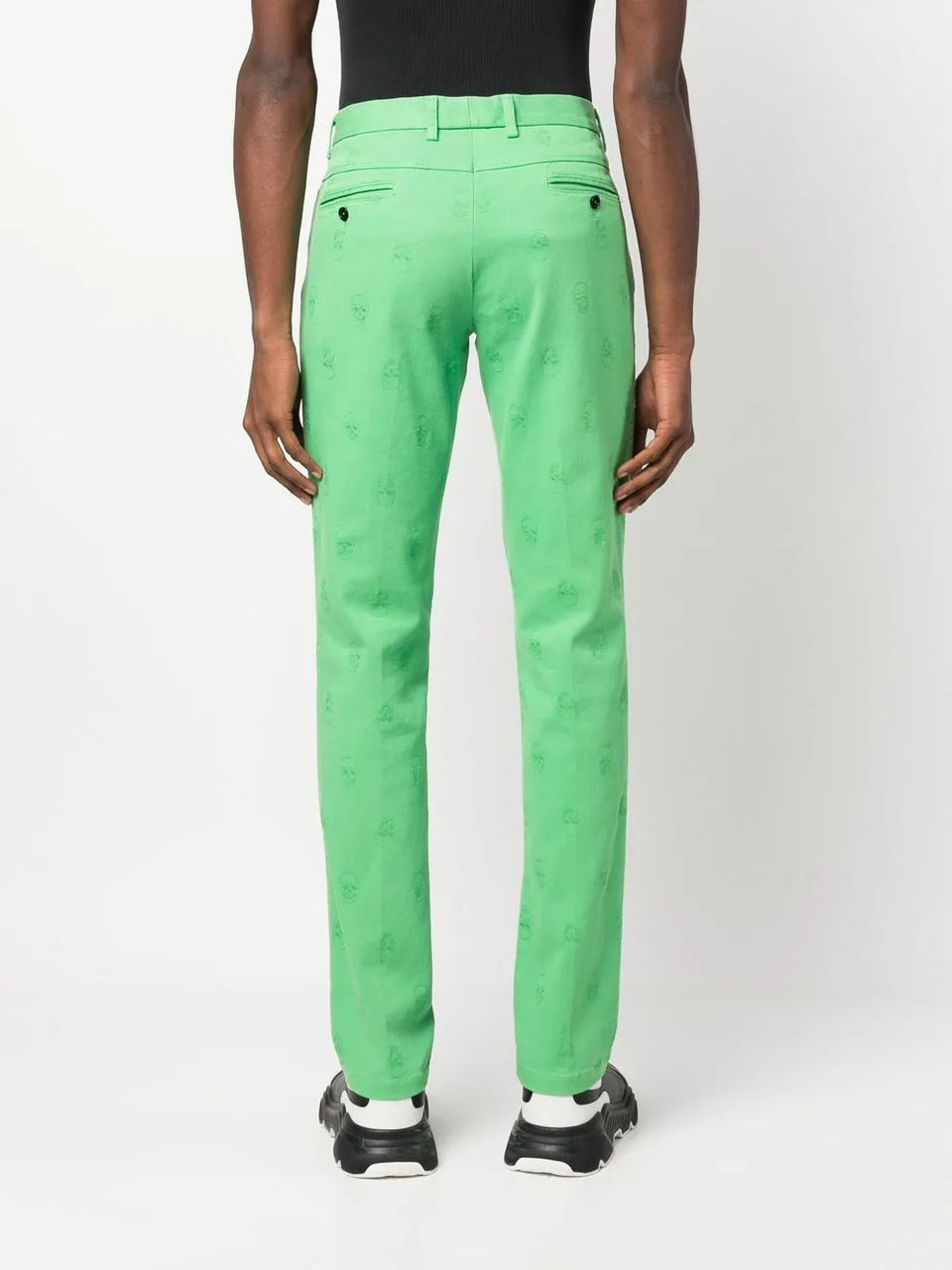 skull embroidery straight-leg trousers