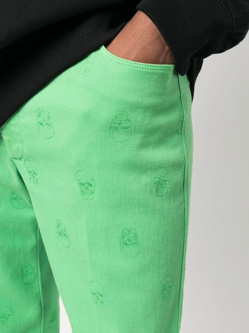 skull embroidery straight-leg trousers