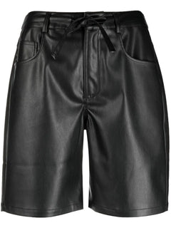 faux leather mid-length shorts