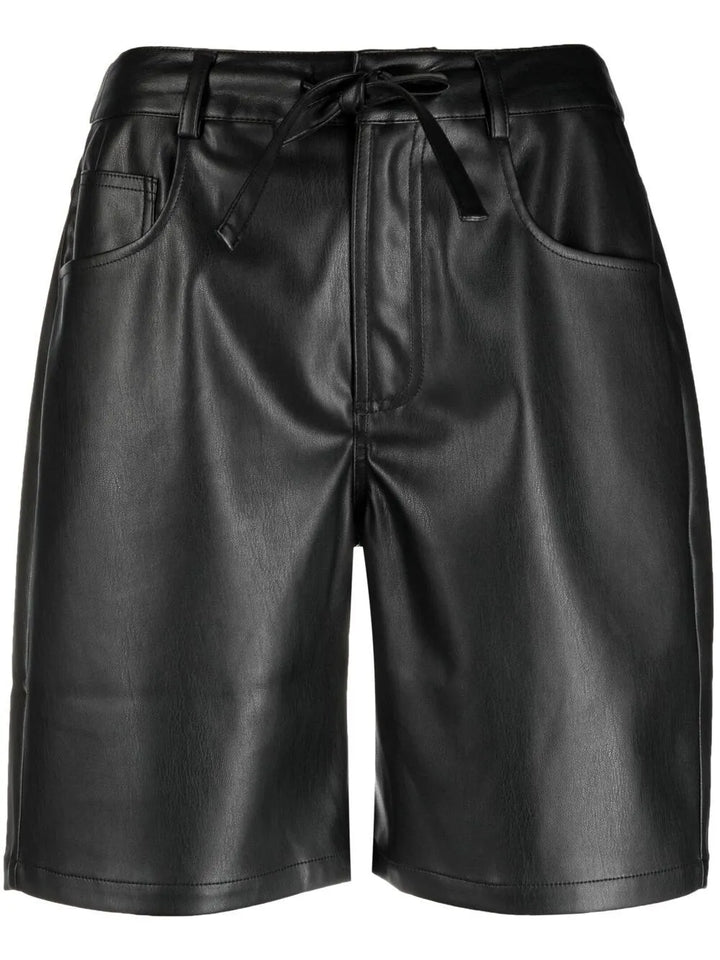 faux leather mid-length shorts