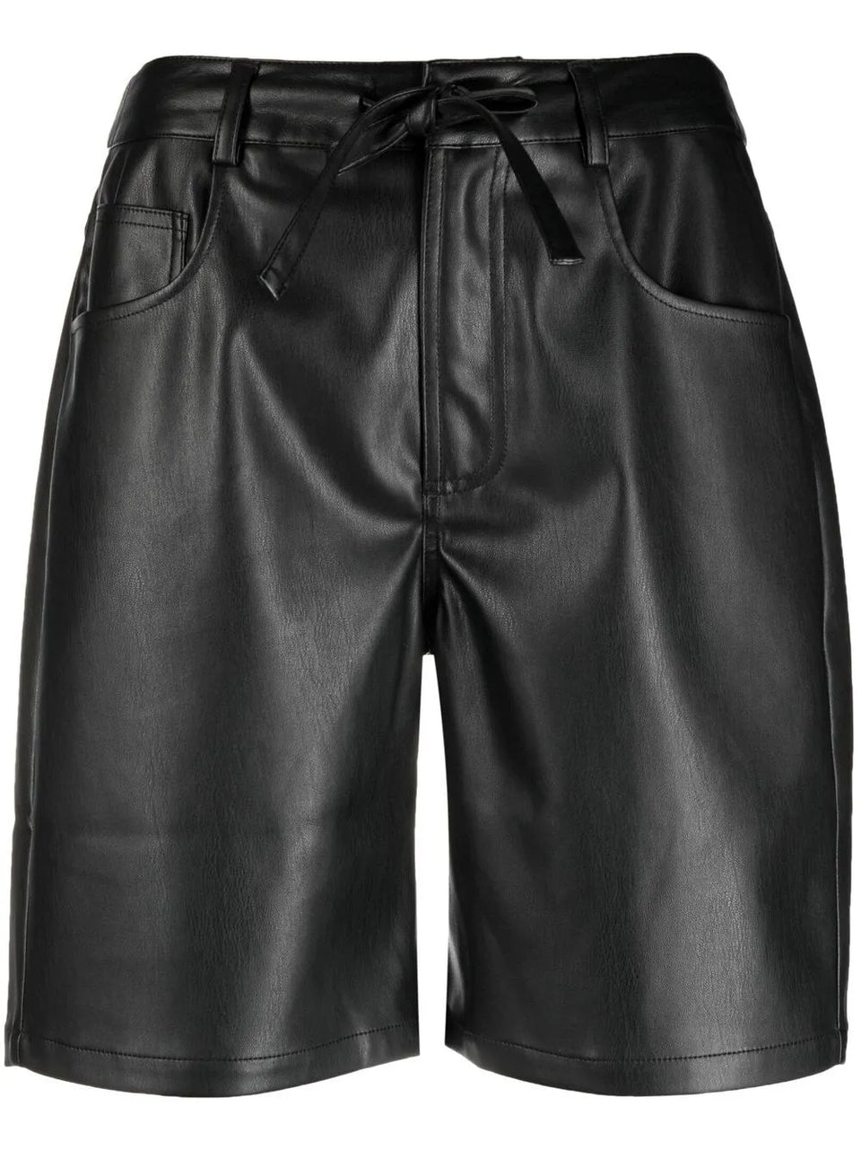 faux leather mid-length shorts