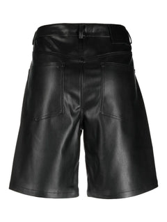faux leather mid-length shorts