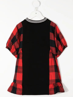 embroidered-logo checked dress