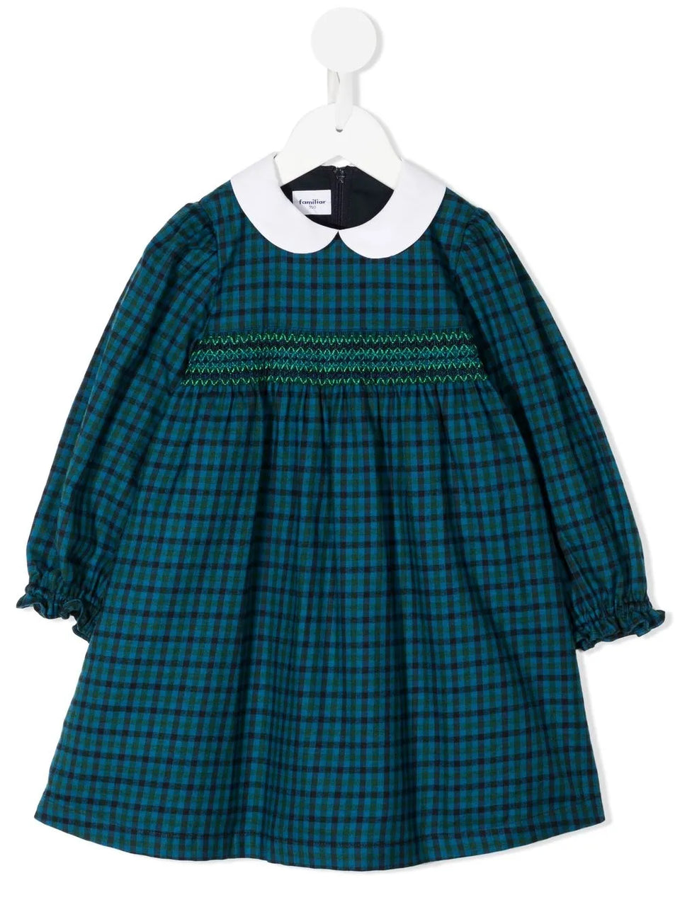 check-print long-sleeve dress