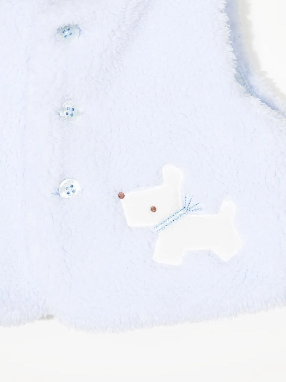 embroidered-dog faux-fur waistcoat