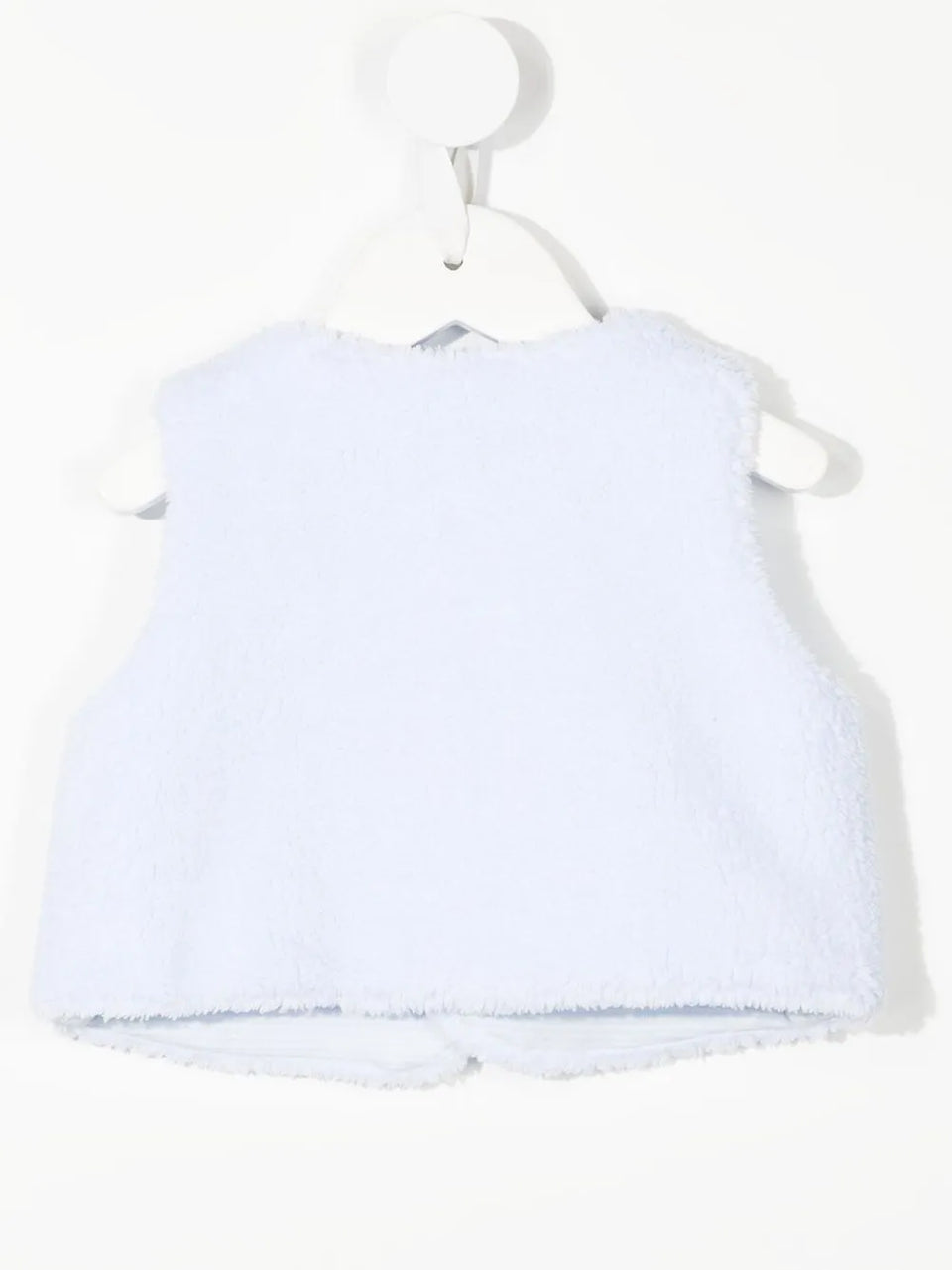 embroidered-dog faux-fur waistcoat