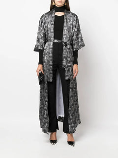 geometric-print tie-waist jacket